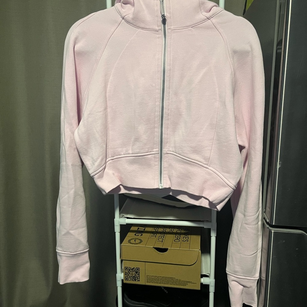 Lululemon Fitted Pink Cropped Scuba Meadowsweet Hoodie